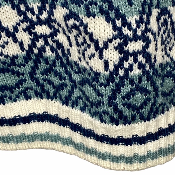 Vintage Concrete Men’s Knit Winter Sweater XL 20 Teal Blue White Geometrical. - Picture 7 of 10